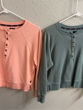 GAP Women’s Henley Sweaters in Peach and Sage Green